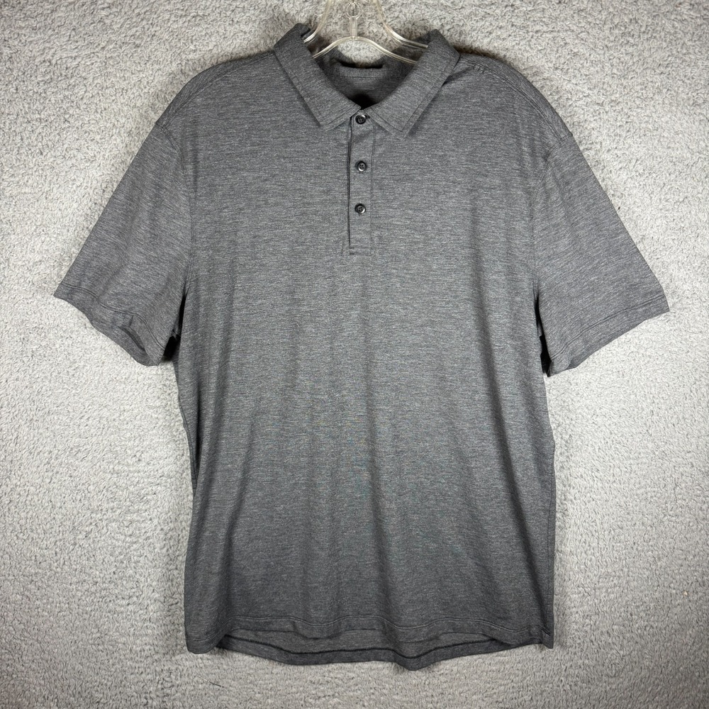 Lululemon Evolution Polo Shirt Mens M/L Gray Stretch Performance Preppy Golf
